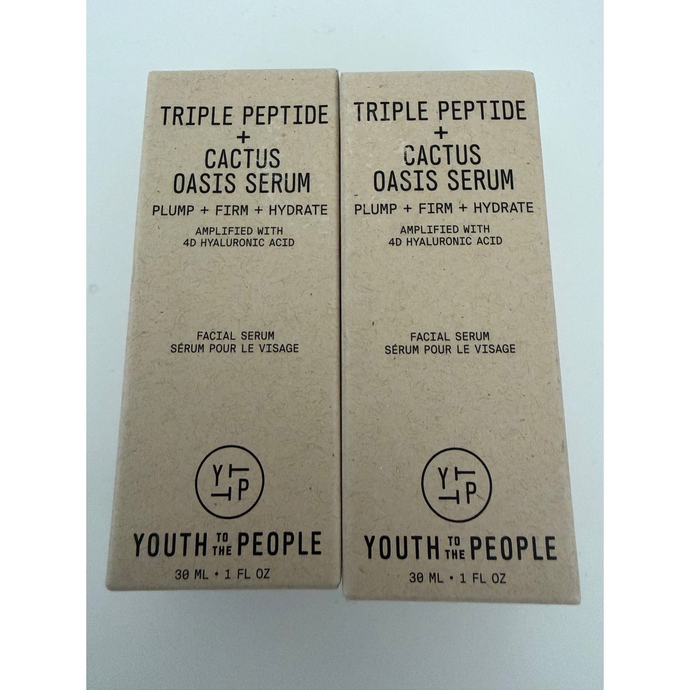 Youth To The People Triple Peptide Cactus Oasis Serum 1oz 30ml Set of 2 NEW